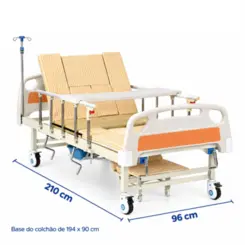 Cama Hospitalar 4 Movimentos Com Colchão Até 250Kg Senior Care - Supermedy