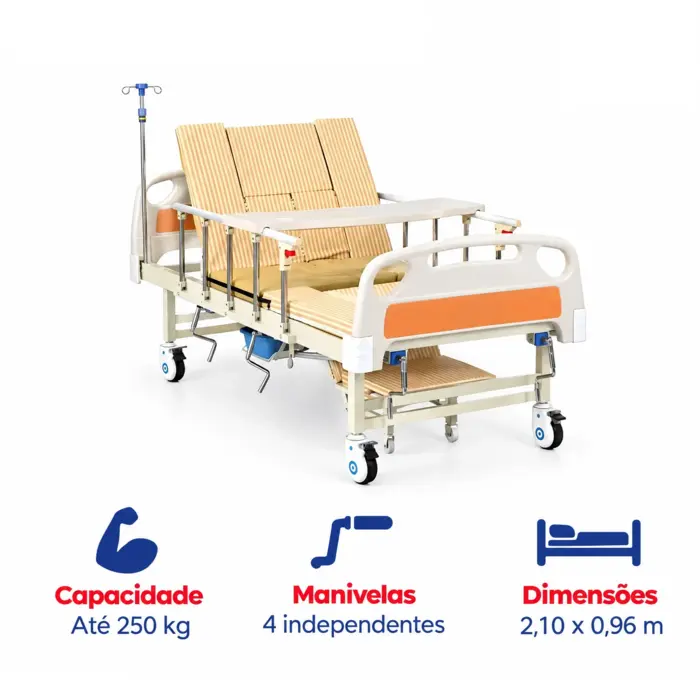 Cama Hospitalar 4 Movimentos Com Colchão Até 250Kg Senior Care - Supermedy