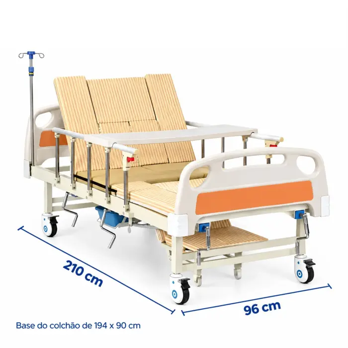 Cama Hospitalar 4 Movimentos Com Colchão Até 250Kg Senior Care - Supermedy
