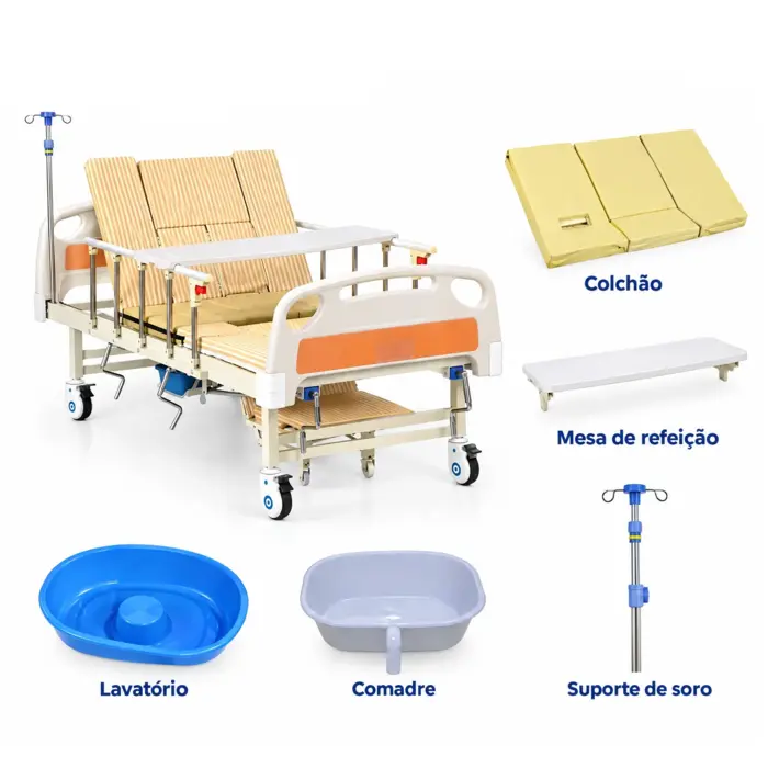 Cama Hospitalar 4 Movimentos Com Colchão Até 250Kg Senior Care - Supermedy