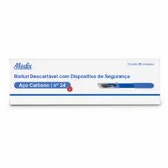 Bisturi Descartável Aço Carbono Com Dispositivo De Segurança Nº24 Medix 10 Unidades