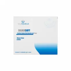 Curativo SilverSoft Espuma Não Aderente Com Prata 10x10cm Vita Medical 5 Unidades