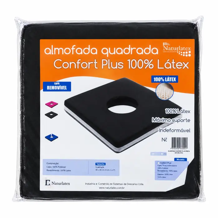Almofada Quadrada Confort Plus Preta Naturlatex Unidade