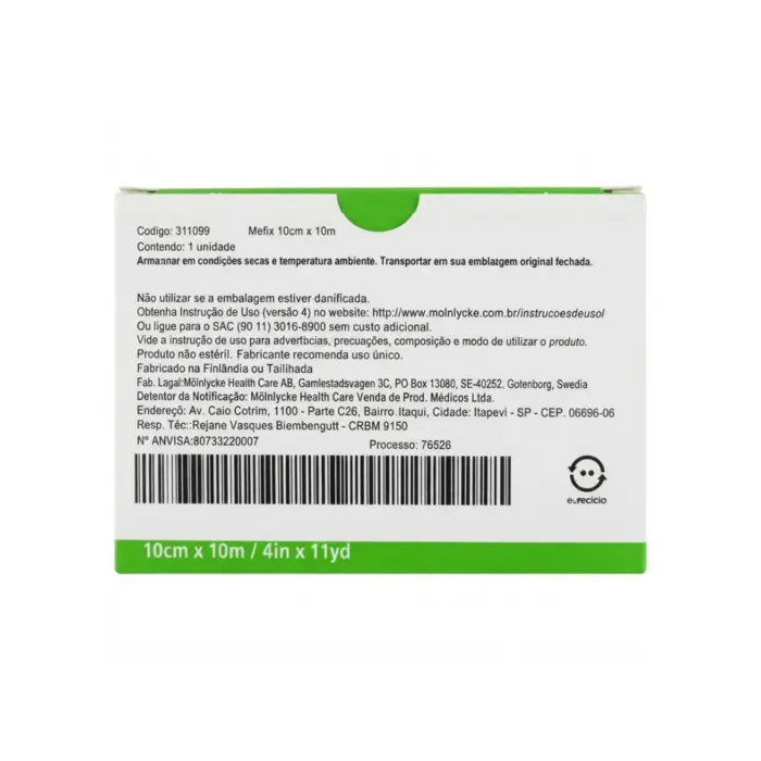 Curativo Fixador Rolo Mefix 10cmx10m Mölnlycke