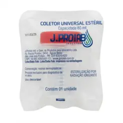 Coletor Estéril Tampa Vermelha Em Polipropileno Sem Pá 80ml J.Prolab