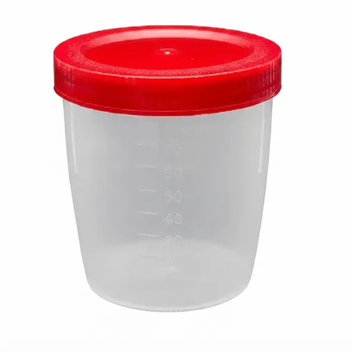 Coletor Estéril Tampa Vermelha Em Polipropileno Sem Pá 80ml J.Prolab