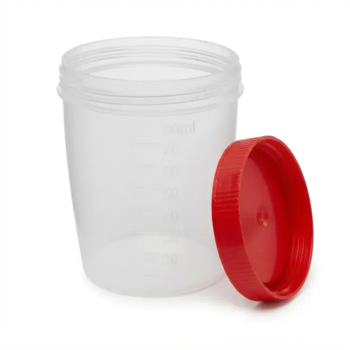 Coletor Estéril Tampa Vermelha Em Polipropileno Sem Pá 80ml J.Prolab